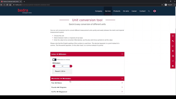 bedra Unit Conversion Tool - Quick & easy conversion of different units